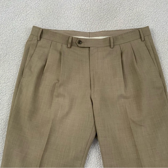 Lauren Ralph Lauren Pleated Dress Pants Men’s 38 x32 Tan Cuffed Career Preppy - Picture 2 of 12